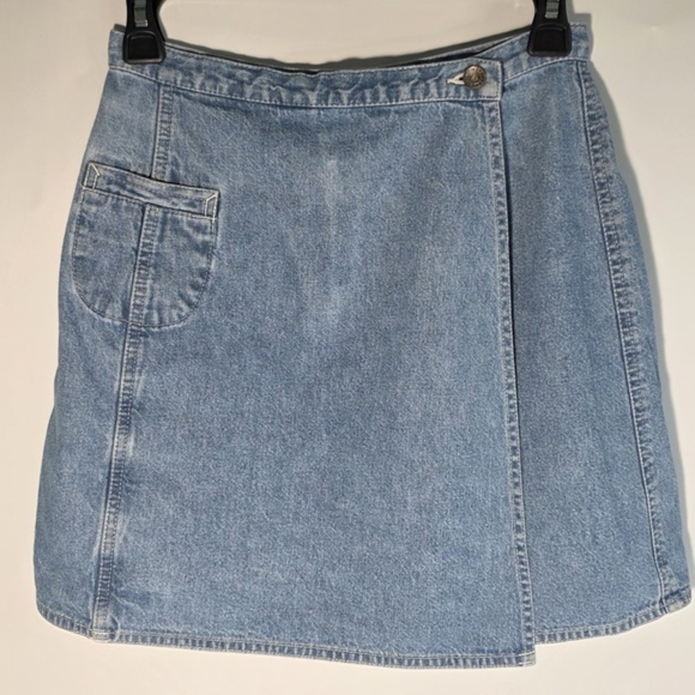 Vintage 90s Denim Skort Lizwear Medium Wash Size 6 Petite Cotton Preppy Shorts